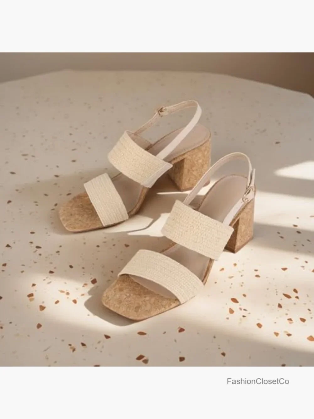 Block Chunky Heel Square Open Toe Sandals Ankle Strap Casual Dress Shoes